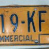Vintage New York Commercial License Plate Pair 1970s Orange and Blue Metal Decor