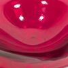 Mid-Century Modern Ruby Red Glass Pedestal Bowl Crimped Ruffled Rim Vintage G...