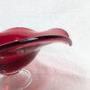 Mid-Century Modern Ruby Red Glass Pedestal Bowl Crimped Ruffled Rim Vintage G...