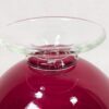 Mid-Century Modern Ruby Red Glass Pedestal Bowl Crimped Ruffled Rim Vintage G...