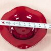 Mid-Century Modern Ruby Red Glass Pedestal Bowl Crimped Ruffled Rim Vintage G...
