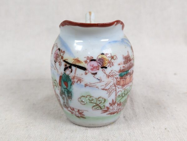 Vintage Japanese Red HandPainted Geisha Creamer Fine Porcelain