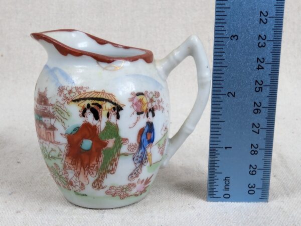 Vintage Japanese Red HandPainted Geisha Creamer Fine Porcelain