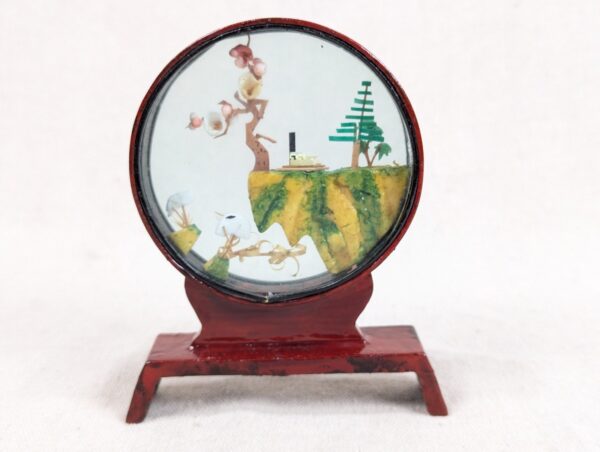 Vintage Miniature Diorama Circular Display Frame Landscape Japanese Decorativ...