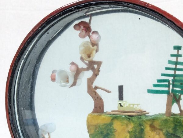 Vintage Miniature Diorama Circular Display Frame Landscape Japanese Decorativ...