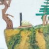 Vintage Miniature Diorama Circular Display Frame Landscape Japanese Decorativ...