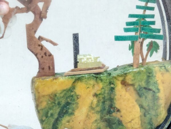 Vintage Miniature Diorama Circular Display Frame Landscape Japanese Decorativ...