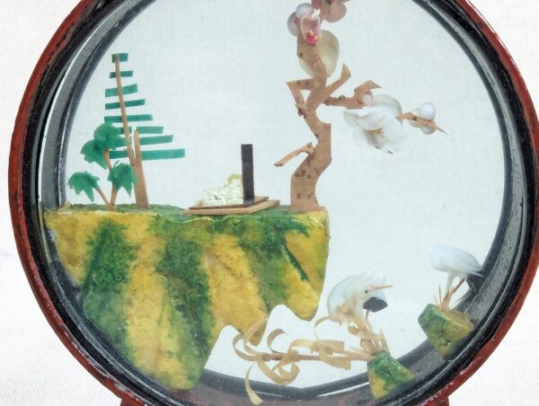 Vintage Miniature Diorama Circular Display Frame Landscape Japanese Decorativ...