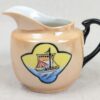 Vintage Japanese Lusterware Creamer Peach Iridescent Glaze Sailboat Decal TA ...