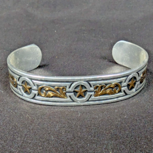 10-4.png Montana Silversmiths Western Cuff Bracelet Silver-Tone Gold-Tone Star Scroll New