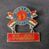 Vintage 1981 Hang Ten World's Greatest Cowboy Enamel Pin Red White Blue Logo