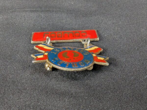 Vintage 1981 Hang Ten World's Greatest Cowboy Enamel Pin Red White Blue Logo