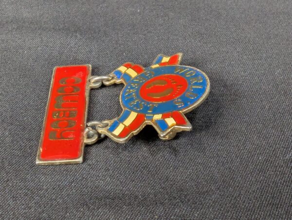 Vintage 1981 Hang Ten World's Greatest Cowboy Enamel Pin Red White Blue Logo