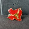 Texas State Shaped Enamel Lapel Pin Gold Tone Longhorn Steer Red Background