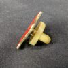 Texas State Shaped Enamel Lapel Pin Gold Tone Longhorn Steer Red Background