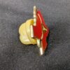Texas State Shaped Enamel Lapel Pin Gold Tone Longhorn Steer Red Background