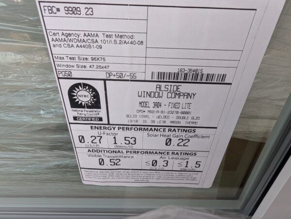 Replacement Window Alside Vinyl 3A04 Fixed Lite Window 47 1/4 " x 47" White W03