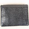 Vintage Black Genuine Leather Bi-Fold Wallet with Embossed Card and Stamp Slots
