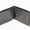 Vintage Black Genuine Leather Bi-Fold Wallet with Embossed Card and Stamp Slots