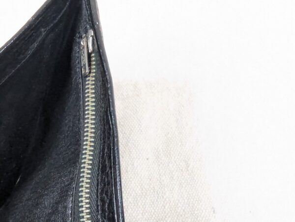 Vintage Black Genuine Leather Bi-Fold Wallet with Embossed Card and Stamp Slots
