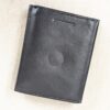 Vintage Black Leather Tri-Fold Wallet Minimalist Design Multiple Card Slots C...