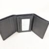 Vintage Black Leather Tri-Fold Wallet Minimalist Design Multiple Card Slots C...