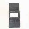Vintage Black Leather Tri-Fold Wallet Minimalist Design Multiple Card Slots C...