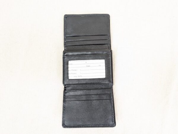 Vintage Black Leather Tri-Fold Wallet Minimalist Design Multiple Card Slots C...