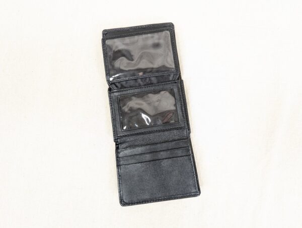 Vintage Black Leather Tri-Fold Wallet Minimalist Design Multiple Card Slots C...