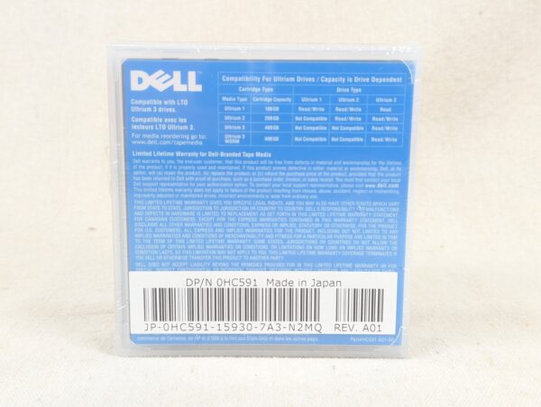 Dell LTO-3 Ultrium Data Cartridge 400GB/800GB Backup Tape Part 0HC591 Rev A01