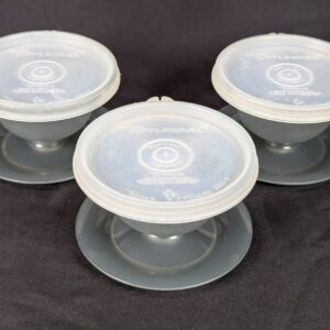 Vintage Tupperware Pedestal Dessert Sherbet Bowls with Lids Set of 3 Mid-Century