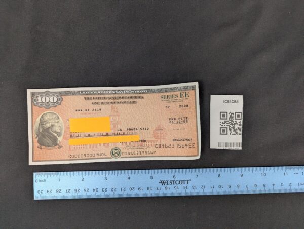 US Savings Bond Series EE 0 Face Value Issued 2008 Collectible Good Condition