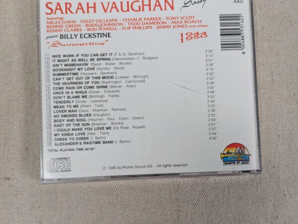 Sarah Vaughan Sassy Promo Sound AG 1996 Music CD