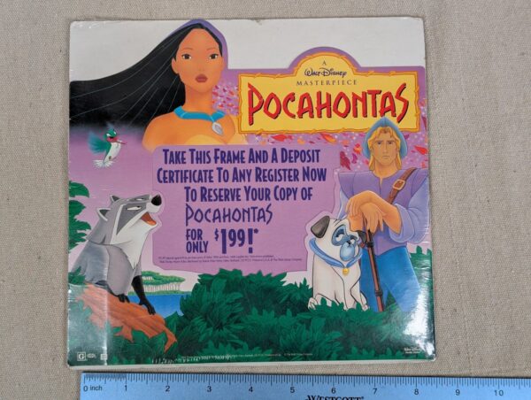 1995 Walt Disney Pocahontas Masterpiece Collection Store Display Sign Promo 9x9