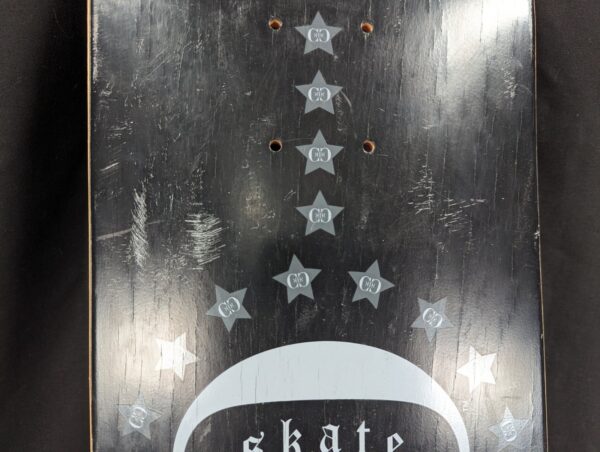 RARE Skateboard Deck Black Gray Graphic Design NO ID Unused Condition 32x8 SK8