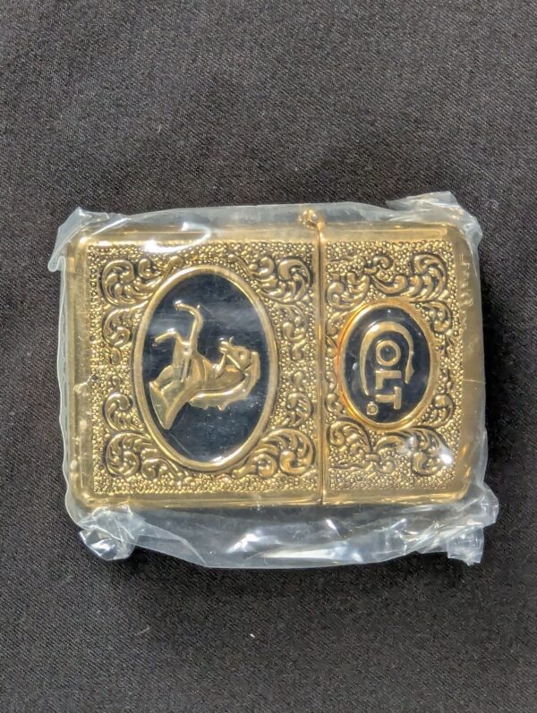 The Franklin Mint Spirit of the Old West Gold-Tone Lighter and Display Stand Set