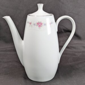 Vintage Coventry Fine China Teapot Floral Lace 655 Pink Blue Floral Silver Trim
