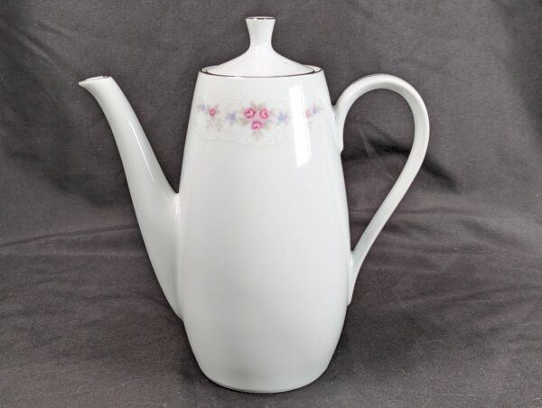 Vintage Coventry Fine China Teapot Floral Lace 655 Pink Blue Floral Silver Trim
