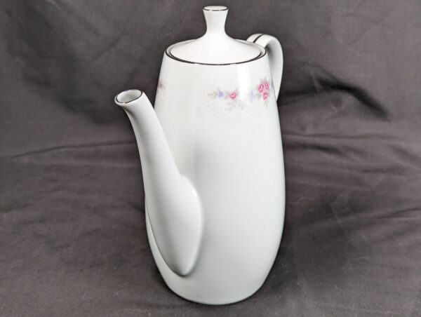 Vintage Coventry Fine China Teapot Floral Lace 655 Pink Blue Floral Silver Trim