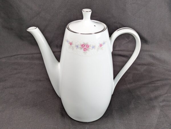 Vintage Coventry Fine China Teapot Floral Lace 655 Pink Blue Floral Silver Trim