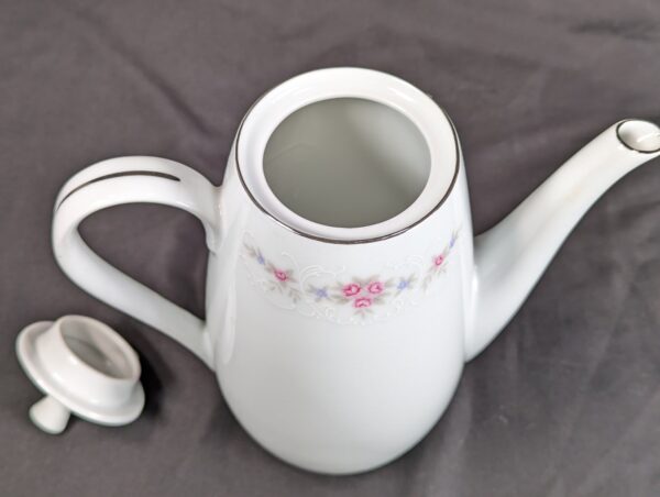 Vintage Coventry Fine China Teapot Floral Lace 655 Pink Blue Floral Silver Trim
