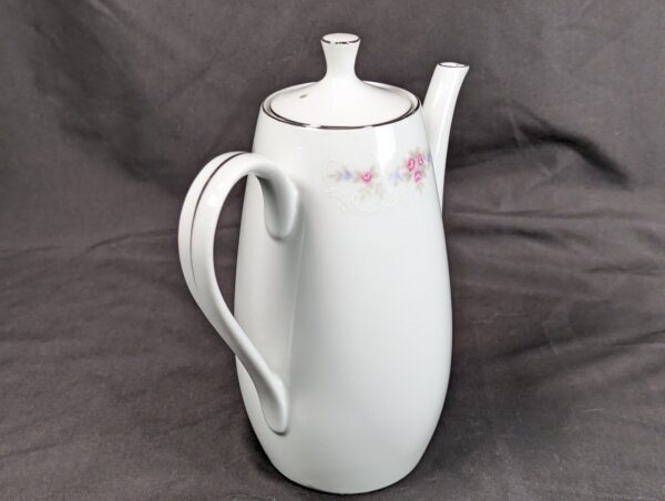 Vintage Coventry Fine China Teapot Floral Lace 655 Pink Blue Floral Silver Trim