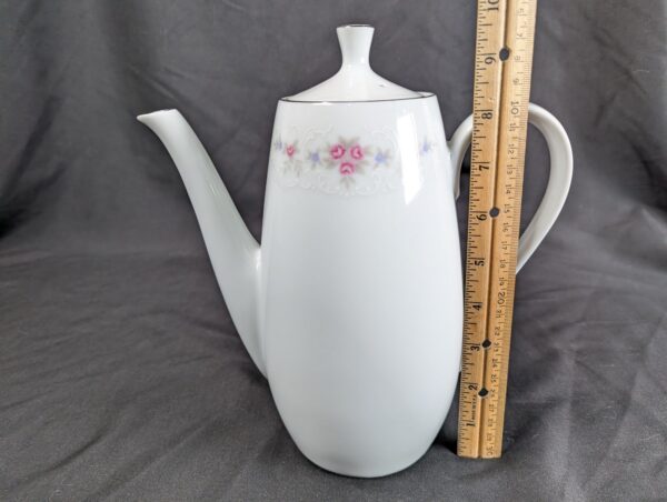 Vintage Coventry Fine China Teapot Floral Lace 655 Pink Blue Floral Silver Trim