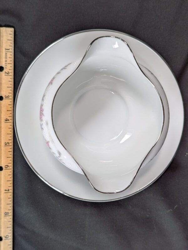 Coventry Fine China Gravy Boat with Attached Underplate Floral Lace Pattern 655