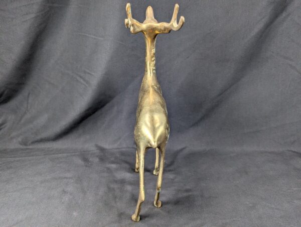 Vintage Brass Deer Figurines Set Standing and Grazing Pair Decorative 12 Inch...