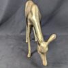 Vintage Brass Deer Figurines Set Standing and Grazing Pair Decorative 12 Inch...