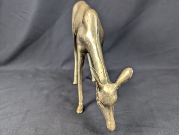 Vintage Brass Deer Figurines Set Standing and Grazing Pair Decorative 12 Inch...