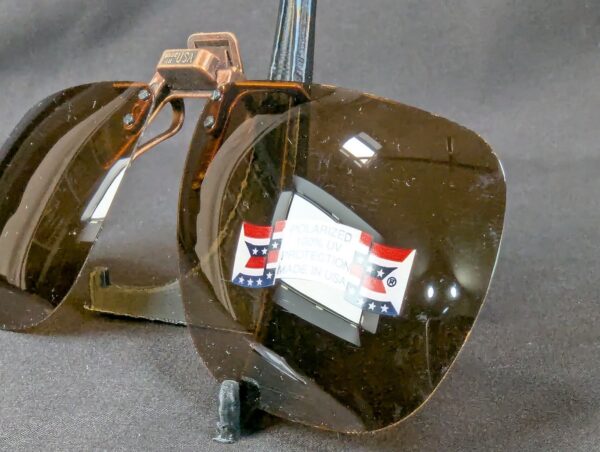 10-4519.jpg Vintage 1998 Crown Clip-On Sunglasses with Polaroid Lenses Accessory Eyewear