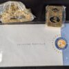 The Franklin Mint Spirit of the Old West Gold-Tone Lighter and Display Stand Set