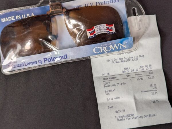 10-4523.jpg Vintage 1998 Crown Clip-On Sunglasses with Polaroid Lenses Accessory Eyewear